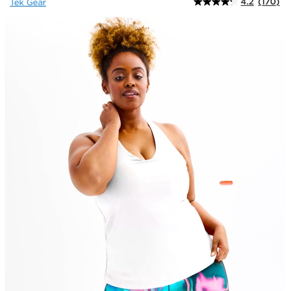 Tek Gear Size 2XL Cami Tank Top Built in Bra Spaghetti Straps